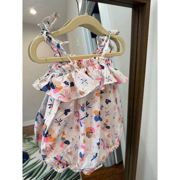 Egg by Susan Lazar Baby Girl's Floral Ruffle Tie Strap Romper - 24 Months - Picture 1 of 6